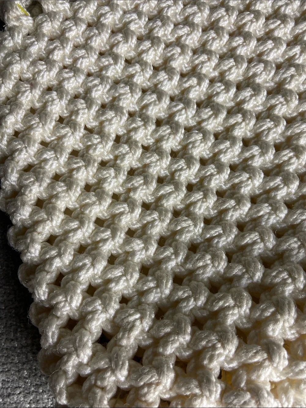 Handmade Cream Crochet Tote Bag with White Handles